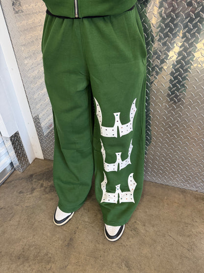 333 Inlayed GemStones Green Pants