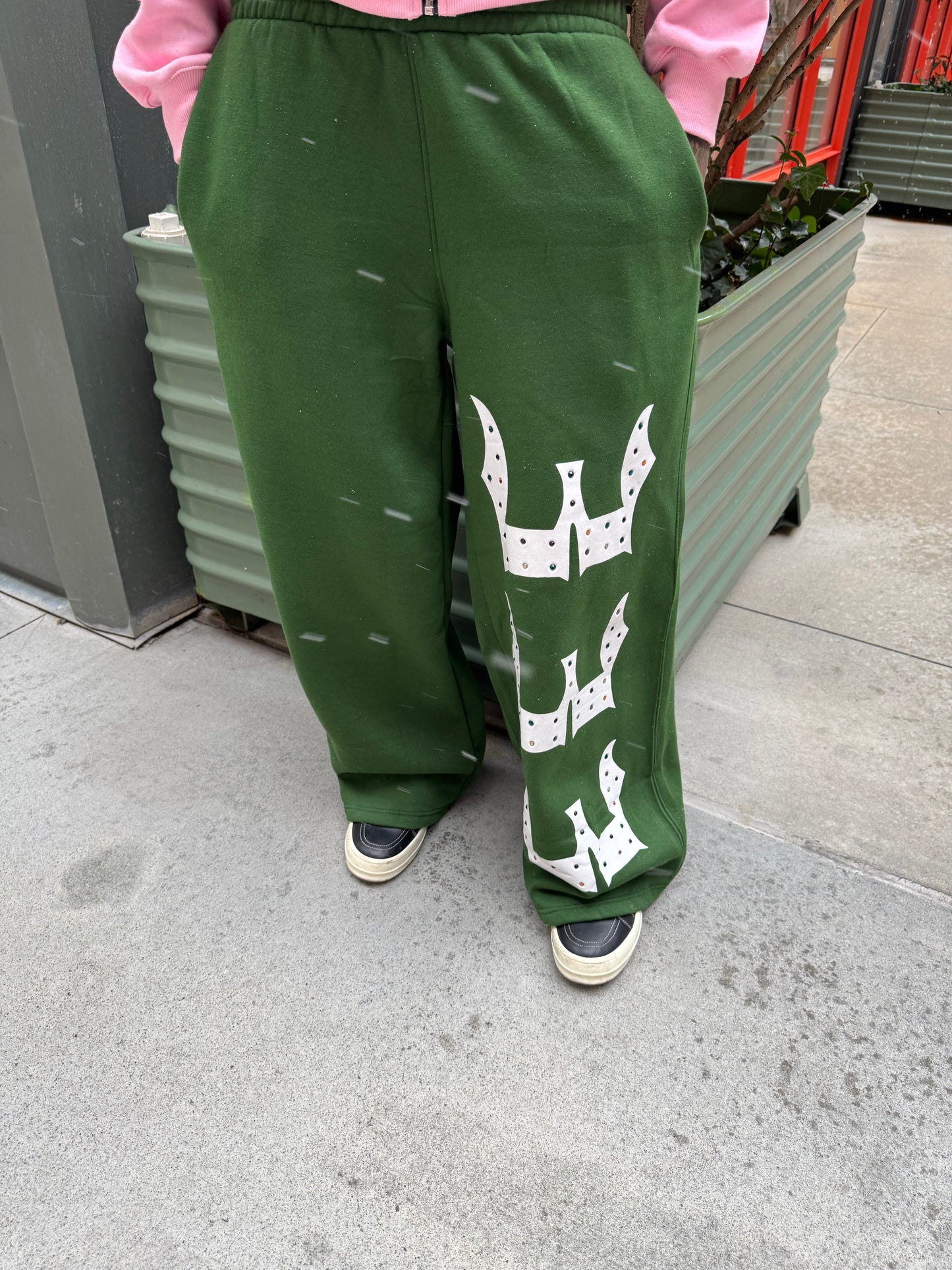 333 Inlayed GemStones Green Pants