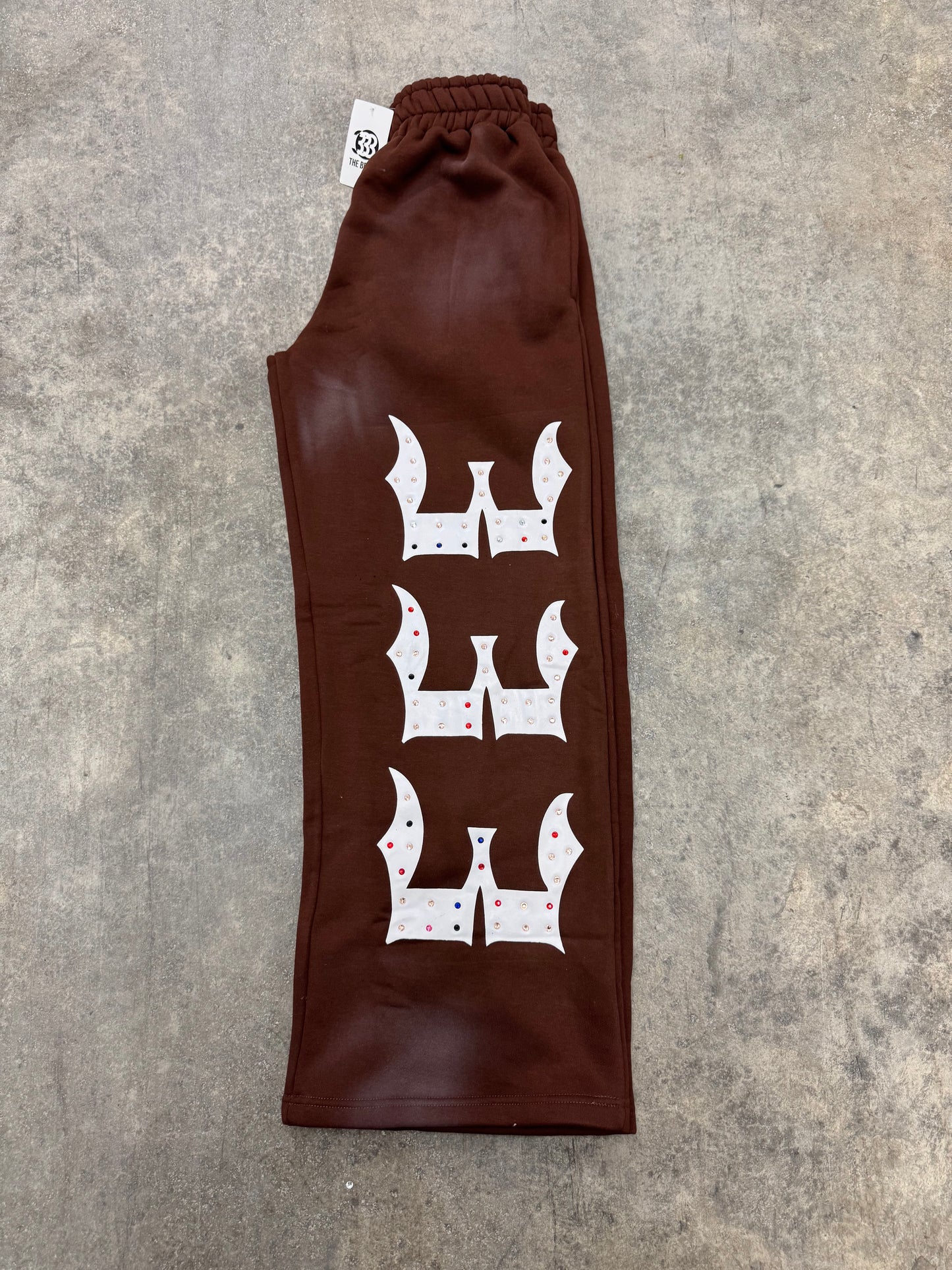 BROWN 333 INALYED GEMSTONES PANTS