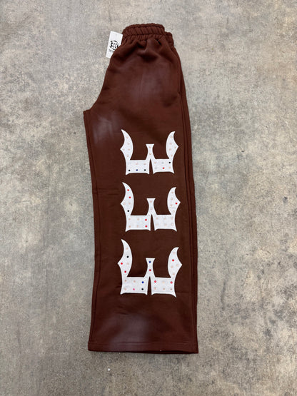 BROWN 333 INALYED GEMSTONES PANTS