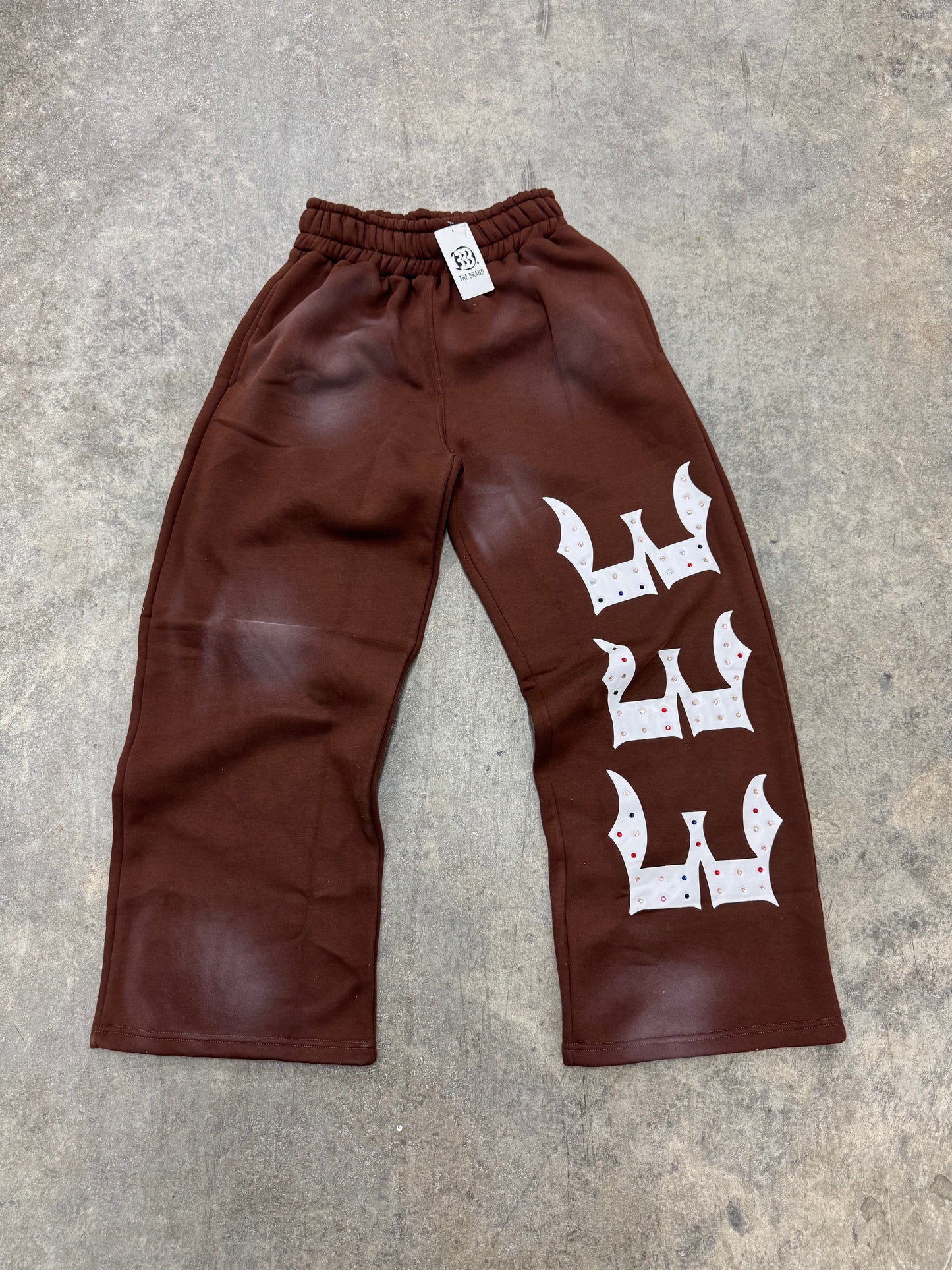 BROWN 333 INALYED GEMSTONES PANTS