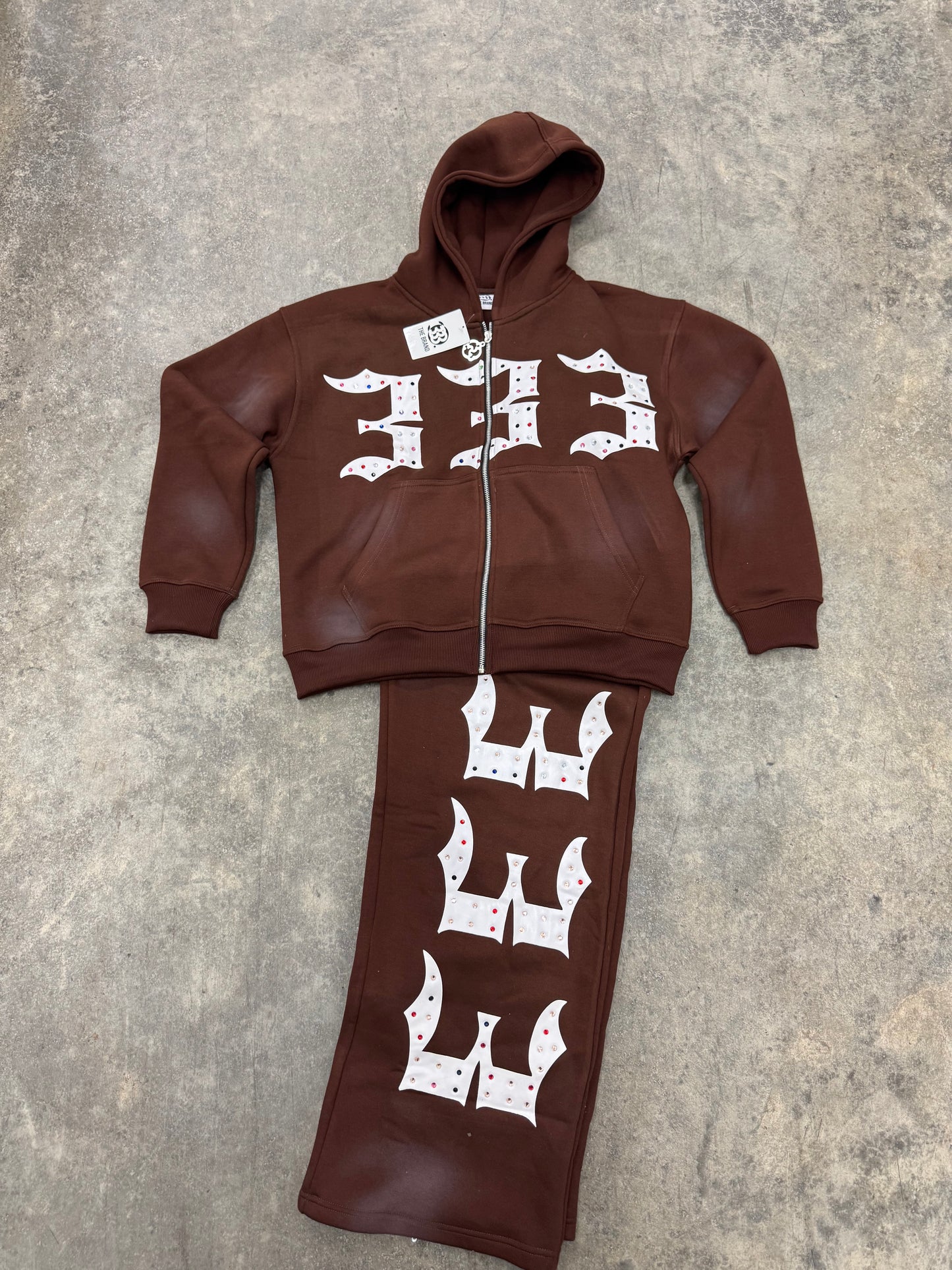 BROWN 333 INLAYED GEMSTONES JACKET