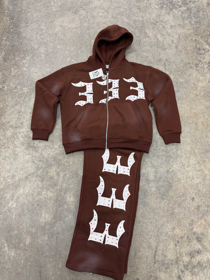 BROWN 333 INLAYED GEMSTONES JACKET