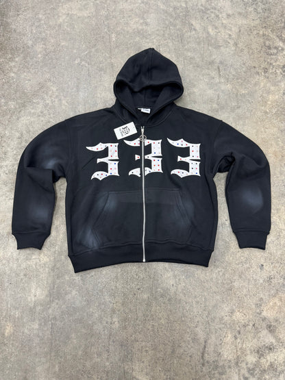 BLACK 333 INALYED GEMSTONES JACKET