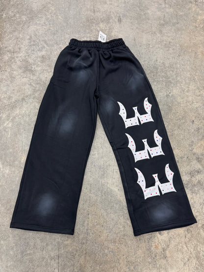 BLACK 333 INALYED GEMSTONES PANTS