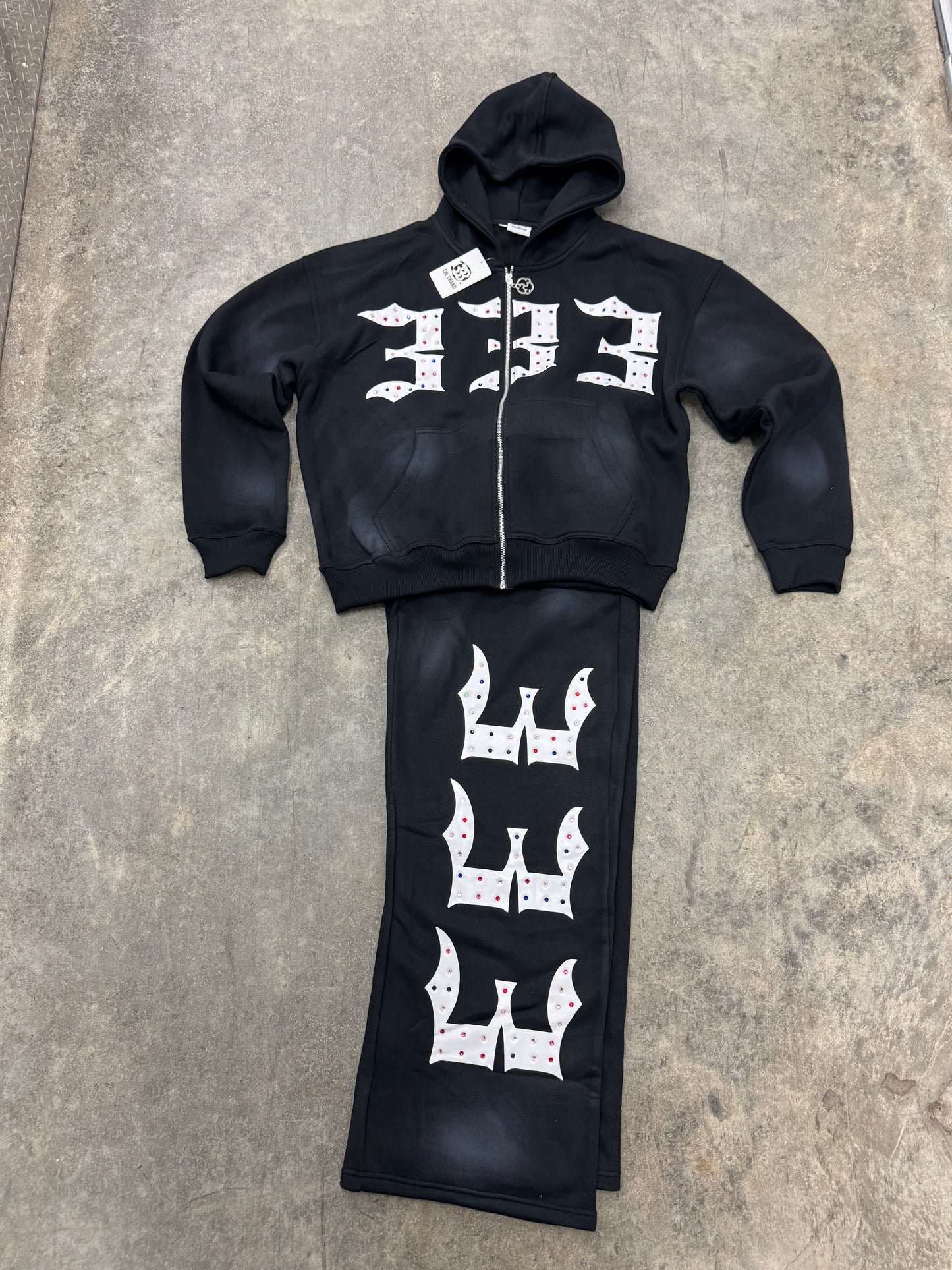 BLACK 333 INALYED GEMSTONES JACKET