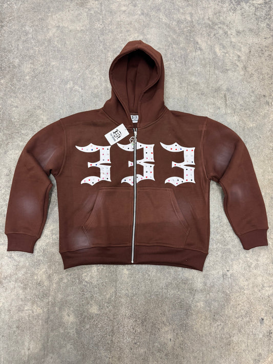 BROWN 333 INLAYED GEMSTONES JACKET